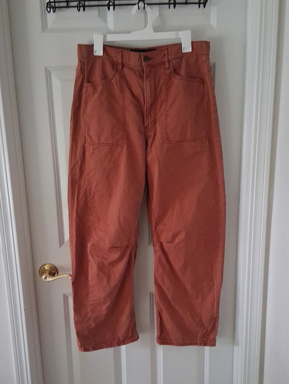 Veronica Beard RTR Sloan Barrel Leg High Rise Washed Red Oak Size 31